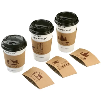 100ШТ еднократна поставка за чаши млечния tea shop coffe cup ръкав двуслойни от крафт-хартия ръкави сок нескользящий Анти-горещ Коригира