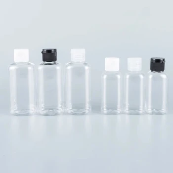 50шт 50 мл на 100 мл Е Овална пластмасова прозрачна бутилка с панти капак за Еднократна употреба За душ гел, шампоан, лосион, козметични опаковки
