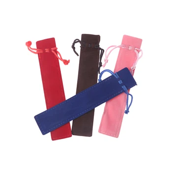 5шт Кадифе чанта за писалки на съвсем малък Малък текстилен молив случай за съхранение на една дръжка Синьо Сиво Розово Червен цвят Подарък