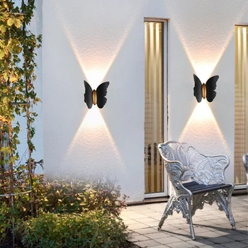 6 W Алуминиев COB Външен led монтиран на стената лампа-пеперуда AC85-265V, модерен декоративен стенен лампа за дневна, тераси, градина Отвън