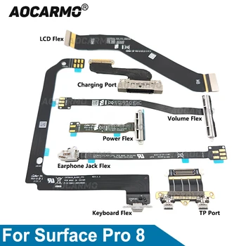 Aocarmo за Surface Pro 8 Pro8 1983 Бутона на захранването / за сила на звука, гъвкав кабел, жак за слушалки, гъвкав USB порт TP клавиатура и гъвкав LCD дисплей