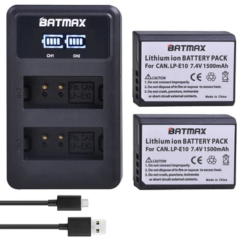 Batmax 2 елемента LP-E10 LP E10 LPE10 Цифрова Батерия + LED USB Двойно Зарядно Устройство За Canon 1100D 1200D 1300D Rebel T3 T5 KISS X50 X70