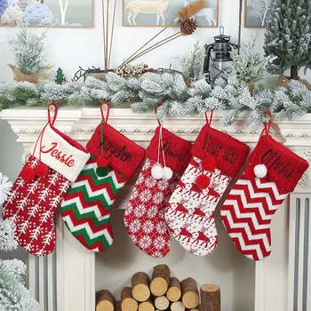Crochet Коледни Чорапи Персонализирани Чорапи С Монограм, Бродирани Чорапи С Потребителски Име, Семейни Чорапи, Подаръци