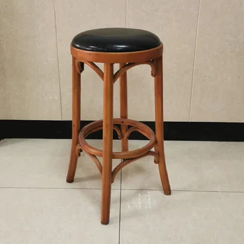 HH284 Bar, Coffee front тенис на бар стол в ретро-индустриален стил с високи дървени крака с кръгла форма