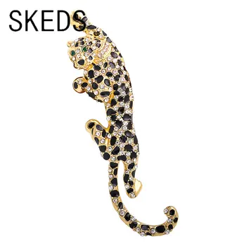 SKEDS Класическа Мъжка Мода Леопардовые Кристални Икони Брошки Реколта Висококачествени Метални Мъжки Игли под формата на Животни Ретро Аксесоари Бижута
