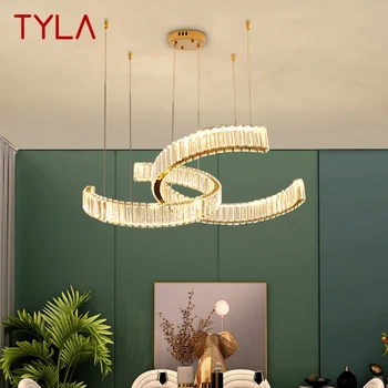 TYLA Окачен Кристална Окачен Лампа LED Modern Simple Light Луксозна Околовръстен Полилей Начало Декор За Хола Трапезария