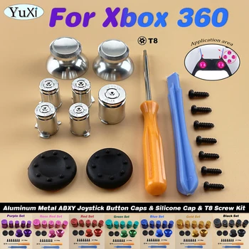 Алуминиеви Метални Бутони, Джойстици ABXY Key & устойчива на плъзгане Силиконова Капачка и Комплект Болтове Т8 За Геймпада Xbox 360 1 комплект