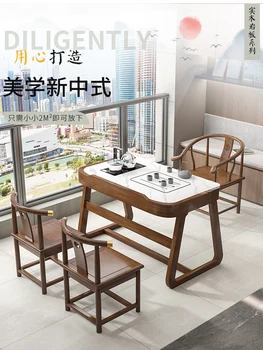 Балконный чай маса и стол разход на плочи от нов китайски масивно дърво домакински мини-къщичка за чай масичка от три части