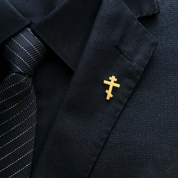 Брошки с православен кръст, за мъже, Карфици с символ на католицизма от неръждаема стомана, бижута, икона костюм на вярата на Исус, Сватбени аксесоари за булката