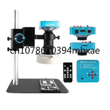 Видеомикроскоп 38MP USB Промишлен Микроскоп, Камера 1080P 60FPS 130X C-mount Обектив Led Лампа за Ремонт на Запояване на Чипа
