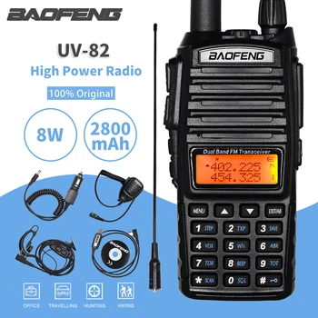 Висока мощност 8 W Baofeng UV-82 Уоки Токи UV82 двойна лента VHF/UHF FM-Радиоприемник 10 КМ За Големи Разстояния Ловен Двустранен Ham CB Радио