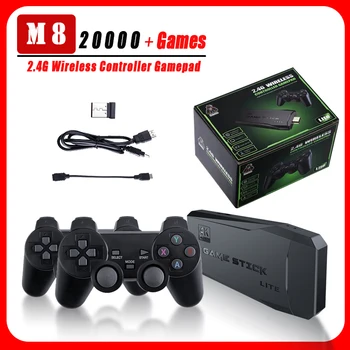 Игрова конзола M8, вградени 20000 + игри, 64 GB, Безжичен контролер за двама, игрова конзола 2.4 G, 4K HD PS1, видео игра за GBA, детска