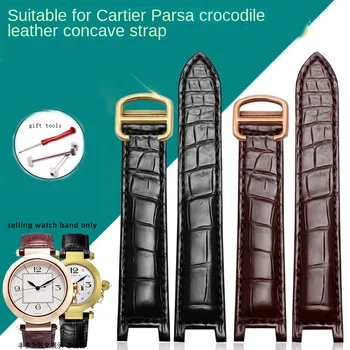 Каишка за часовник от естествена кожа на алигатор за PASHA DE CARTIER W3109151 W3018651 каишка за часовник от крокодилска кожа мъжки часовник-добро луксозна марка