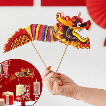 Китайски коледен декор под формата на хартиен носител на дракона, направи си сам, 3D цветни подаръци под формата на дракон, украса на пролетния фестивал, традиционни аксесоари за партита, ръкоделие