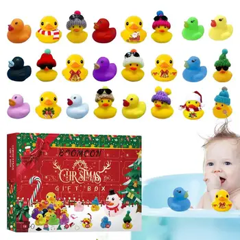 Коледен комплект гумени Коледни уточок Коледен Адвент-календар с гумени уточками, 24 играчки за къпане във вана на открито