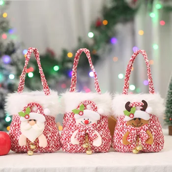 Коледен Подаръчен Пакет Дядо Коледа С Анимационни Снеговиком И Лосем, Коледен Розово Портативен Пакет За Ябълки, Весела Коледна Украса, Опаковка На Шоколади За Децата