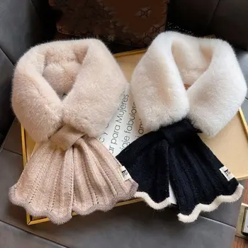 Корейската версия на зимата на топло дълъг плюшено шал, монофонични вязаный вълнен шал яка, аксесоари за шията шал