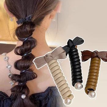 Корейски лък Еластична телефонна линия дъвка за коса Магически артефакт, плетене косата Дамска мода дъвка във вид на конска опашка Красиви аксесоари за коса