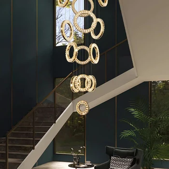 Кристален полилей за украса на съвременния дом, окачена лампа за стълби, висящи лампи за дневна, вътрешно осветление