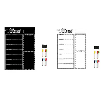 Лист магнитна табла А3 формат за кухненско хладилника Многоцелеви Хладилник Седмичен календар на бяла дъска за планиране на менюто с 8 дръжки