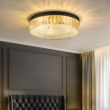Луксозен кристален лампа за спалня, спални, осветителни тела Nordic E14 led за всекидневната, топли и романтични, модерни минималистичные кожени плафониери