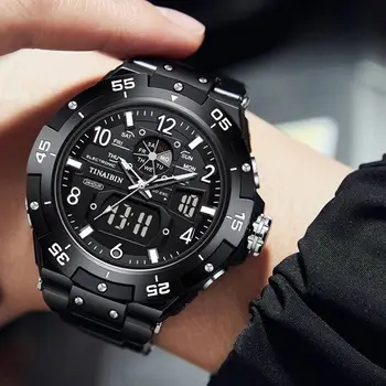 Луксозни мъжки черни спортни часовници, военен Водоустойчив цифров часовник с аларма, хронограф, Кварцови часовници, мъжки часовници Relogio Masculino