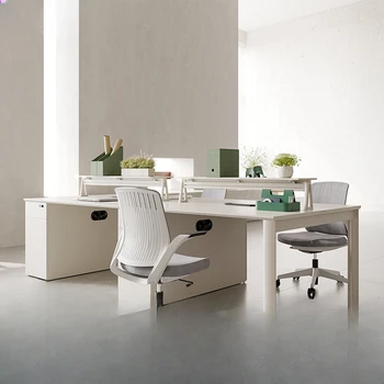 Маса за персонала минималистичная модерна офис мебели за четирима души, работно място с екран, офис маса, комбинация столове