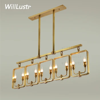Мед окачен лампа Willlustr съвременно подвесное осветление стилна американската кънтри-полилей от месинг в скандинавски стил със свещи