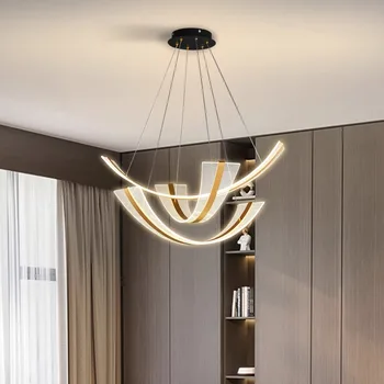 Модерният домашен интериор, led осветителни тела, висящи лампи за дневна, полилей за трапезария, окачена лампа за вътрешно осветление