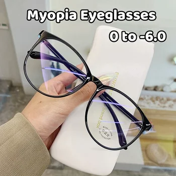 Нови очила за късогледство в голяма рамка със защита от синя светлина, Корейската версия, очила за късогледство интернет известни личности с прости лице, от 0 До -6,0