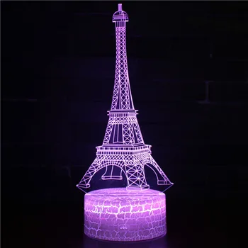 Нощен Айфеловата кула 3D led оптична илюзия Декор спални Настолна лампа 7 цвята лека нощ на рождения ден на Коледа подаръци за деца