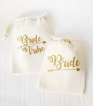 обичай чанти за булчински душ gold Bride Tribe, муслиновые торбички за подаръци за сватба, определени за възстановяване след девичьего махмурлук, комплект за оцеляване