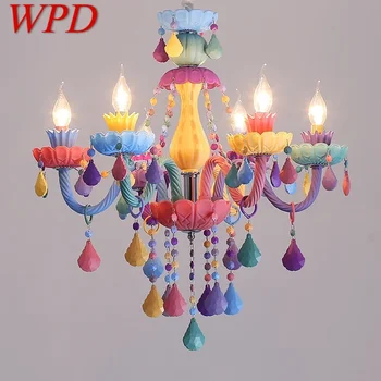 Окачен лампа WPD Color Crystal Art За стаята на момичетата, лампа-свещ, Детска стая, Хол, Ресторант, спалня, Художествена полилей