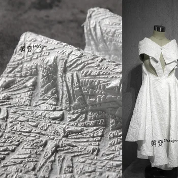 Плат с геометричен релеф, триизмерна жаккардовая текстура, облекло от висок клас, Дизайнерски рокля ръчна изработка, преработка на тъкани