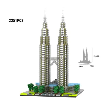 Световно известен архитектурен микро-diamond блок, Малайзия, Кулите-близнаци Петронас В Куала Лумпур, модел строителни тухли, Играчка Нанобрикеты