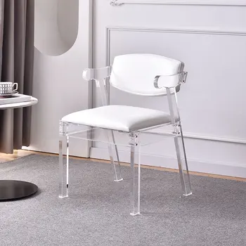 Скандинавски Модерен стол за хранене на открито, Ергономични Бели Акрилни Пластмасови Столове, Офис на мобилни телефони, Мебели за ресторант Muebles De Cocina