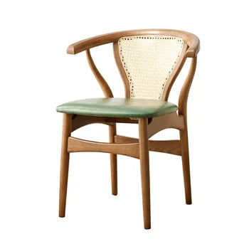 Скандинавски творчески стол от ратан, чай маса от масивно дърво, домашен хотелски стол с облегалка, ретро стол, направен от рог