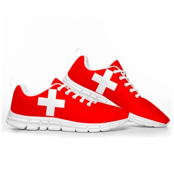 Спортни Обувки С Швейцарския Флаг, Мъжки Дамски Обувки За Юноши, Детски Маратонки, Швейцария, Висококачествени Ежедневни Обувки За Двойки По Поръчка