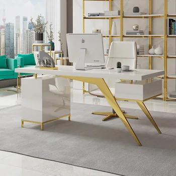 Съвременната простота, луксозен кабинет в постмодерния стил, бюро, офис бюро, семейна спалня, Офис стол, бюро бял