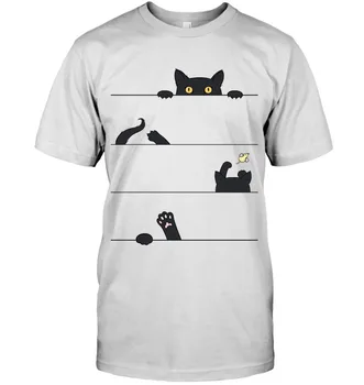 Тениска с изображение на котка и мишка, тениска за любителите на котки, забавен подарък, мъжки дамски тениска