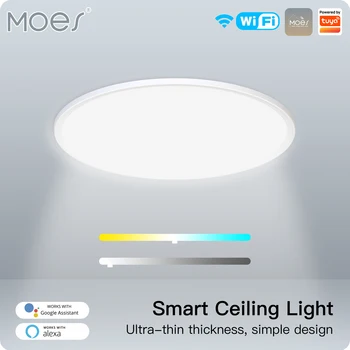 Умно Тавана Лампа MOES Ultra Large Energysaving Dimmable Lighting LED Panel Лампа С Дистанционно Управление Работи с Алекса Google Home