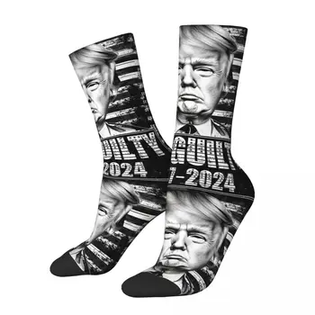 Хип-хоп Безплатно Тръмп 2024 Not Guilty Pro Republican Баскетболни Чорапи Donald Polyester Crew Чорапи за Унисекс, Абсорбиращи Потта