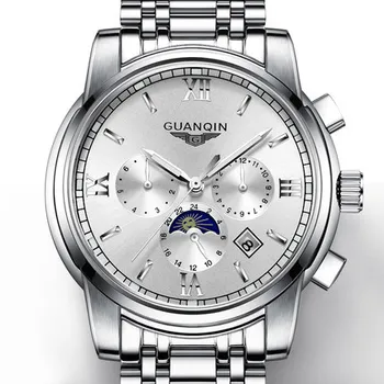 Часовници Guanqin Original Goods Мъжки механични часовници Бизнес, Мода водоустойчив светещи