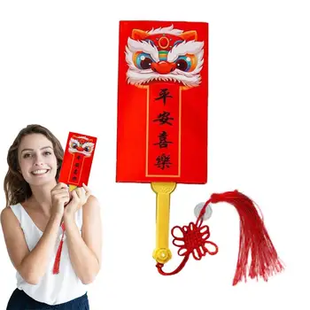 Червени пликове Годината на Дракона с веерообразными червени джобове 2024 Творчески Китайски Червен паричен плик Хонг Bao Лъки Пари за Подарък за рожден ден