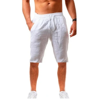 2023 Нови мъжки памук, ленени шорти, панталони, мъжки летни дишащи обикновена ленени панталони, градинска облекло за фитнес S-5XL