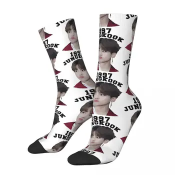 Забавен Луд Чорап за Мъже Jungkook в стил Хип-Хоп, Ретро Jungkook, Качествено Компрессионный Чорап С Принтом За Момчета, Всекидневни Подарък